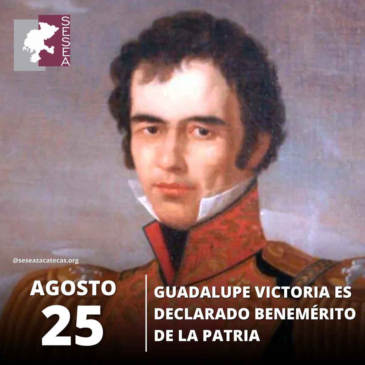 #Efemérides
📅Guadalupe Victoria, I presidente de México, es declarado Benemérito de la Patria.