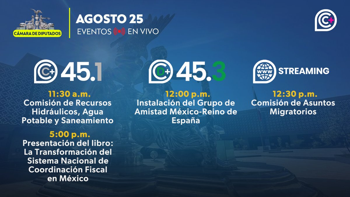 📌 Inicia tu semana informado sobre las actividades de la Cámara de  Diputados 📺 ¡Síguelas #EnVivo por tu plataforma favorita; estamos en  todas! 📲📶, image size:1200x675