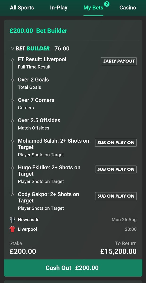 Footyhustle (@footyhustle) on Twitter photo Liverpool v Newcastle ⚡️ Bet Builder Locked In!
£200 on the line to return a £15,200 🤯🔥
If this smashes, I’m giving away £1,000 to ONE lucky follower 🚀💵
To enter:
❤️ Like this post
🔁 Retweet
👤 Follow <a href="/footyhustle/">Footyhustle</a>
#LIVNEW Liverpool v Newcastle ⚡️ Bet Builder Locked In!
£200 on the line to return a £15,200 🤯🔥
If this smashes, I’m giving away £1,000 to ONE lucky follower 🚀💵
To enter:
❤️ Like this post
🔁 Retweet
👤 Follow <a href="/footyhustle/">Footyhustle</a>
#LIVNEW