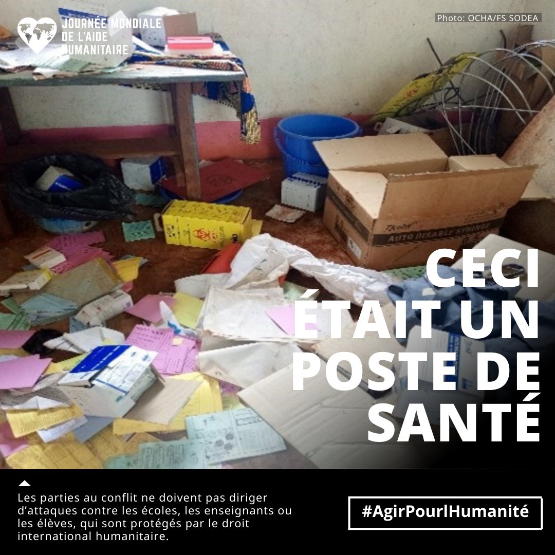 ⚠️❌ Voici ce à quoi ressemble une violation du Droit international humanitaire:

Un poste de santé saccagé par des hommes armés dans le sud-est du pays. Des soins suspendus, des vies condamnées.

Plus d’infos : shorturl.at/ZLrlr

#AgirPourlHumanité #PasUneCible