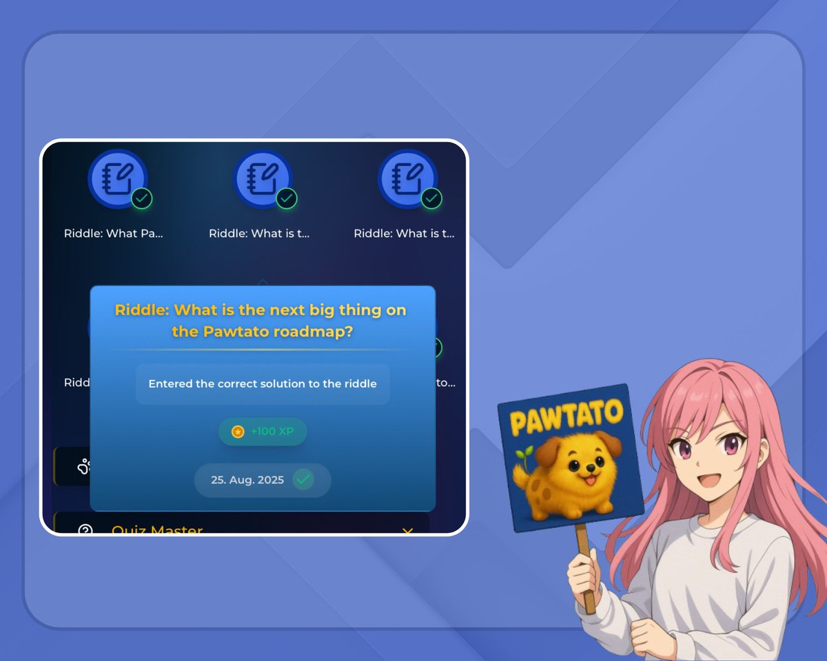 Riddle Quest <a href="/PawtatoFinance/">Pawtato Finance | Sui</a> ใหม่ค่ะ  

ตอบ: "Tool upgrade"