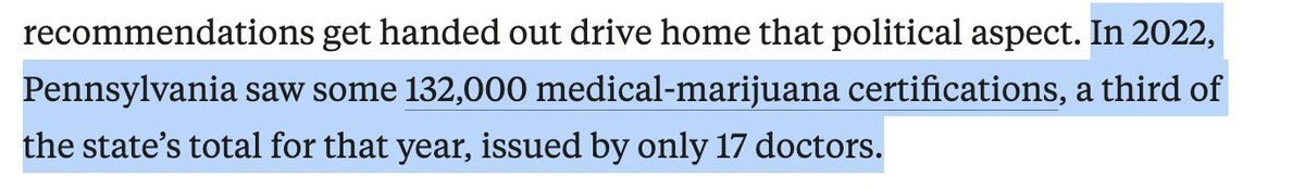 Just 17 doctors issued 132,000 medical marijuana certificates in Pennsylvania three years ago.