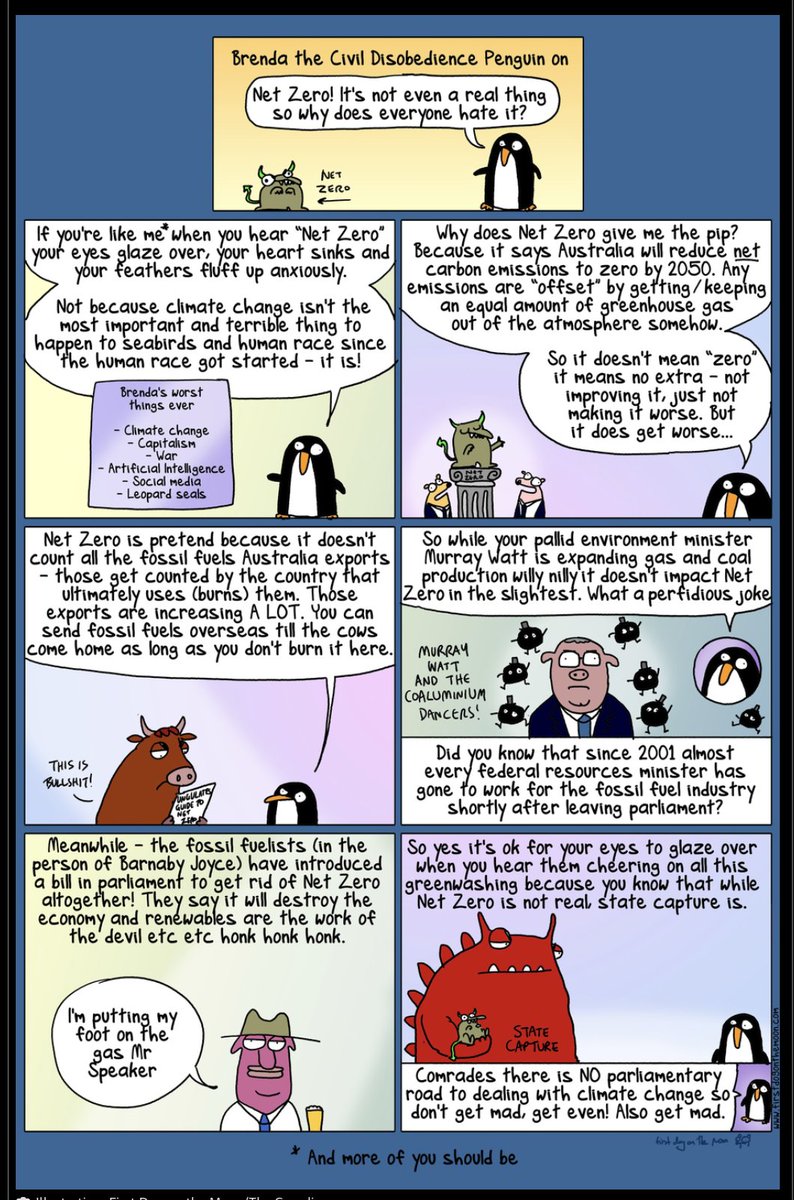 🐧“Net Zero is not even real - so why does everyone hate it?”

Brenda the Civil Disobedience Penguin cuts to the heart of the problem: it’s the grip fossil fuels have on politics.

#ClimateCrisis #NetZero #StateCapture #FossilFree

theguardian.com/commentisfree/…
