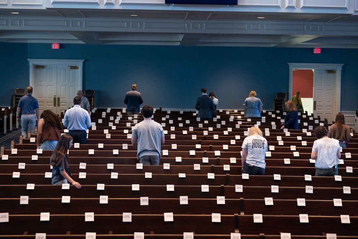 This morning, our faculty and staff prayed over every seat in our Chapel sanctuary before the first day of classes and first chapel service back. Students, know that you've been covered in prayer and we are for you!