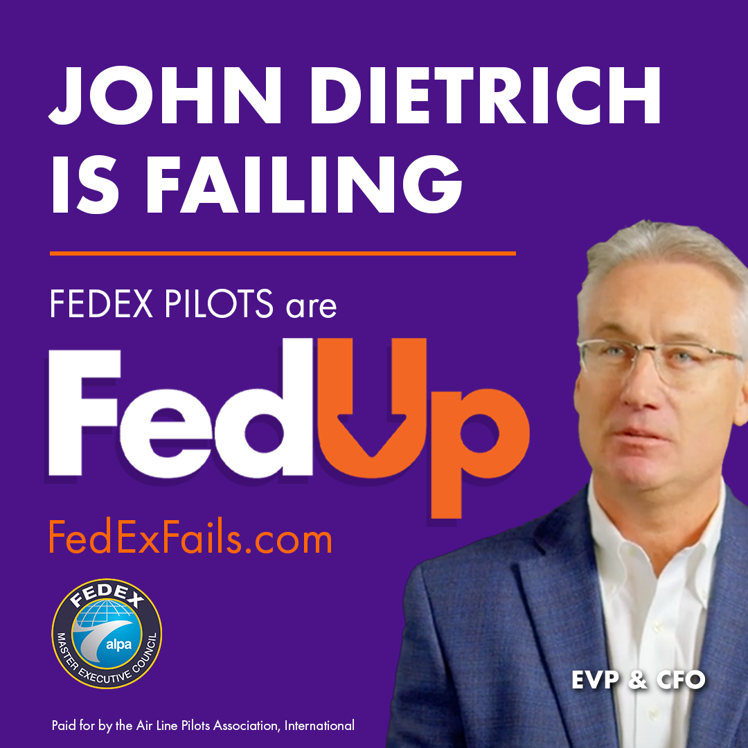 FedExPilots's tweet photo. Visit https://t.co/lk4iGE5P41 to read the FedEx MEC's loss of confidence letter regarding John Dietrich, @FedEx Executive Vice President and Chief Financial Officer.

@ALPAPilots
@WSJ
@CNBC
@nytimes
@DailyMemphian
@memphisnews https://t.co/UnH36SAYzu