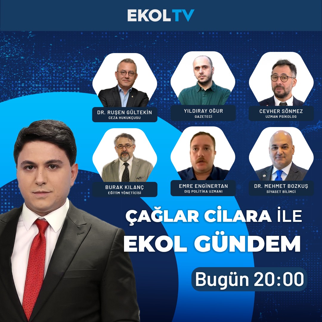 Siyasetteki son kulisler, sosyal medyanın gündemi, ekonomideki son gelişmeler Ekol Gündem’de!

<a href="/caglarcilara/">Çağlar Cilara</a> soruyor, <a href="/mruseng/">Av. Dr. Mehmet Ruşen Gültekin</a>, <a href="/yildarado/">Yıldıray Oğur</a>, <a href="/pskcevhersonmez/">Cevher Sönmez</a>, <a href="/burakkilanc/">Burak Kılanç</a>, <a href="/EEnginertan/">Emre Enginertan</a>, <a href="/MehmetBozkus02/">Dr.Mehmet BOZKUŞ🇹🇷</a> yanıtlıyor. 

Ekol Gündem, bu akşam 20.00’de Ekol TV’de.