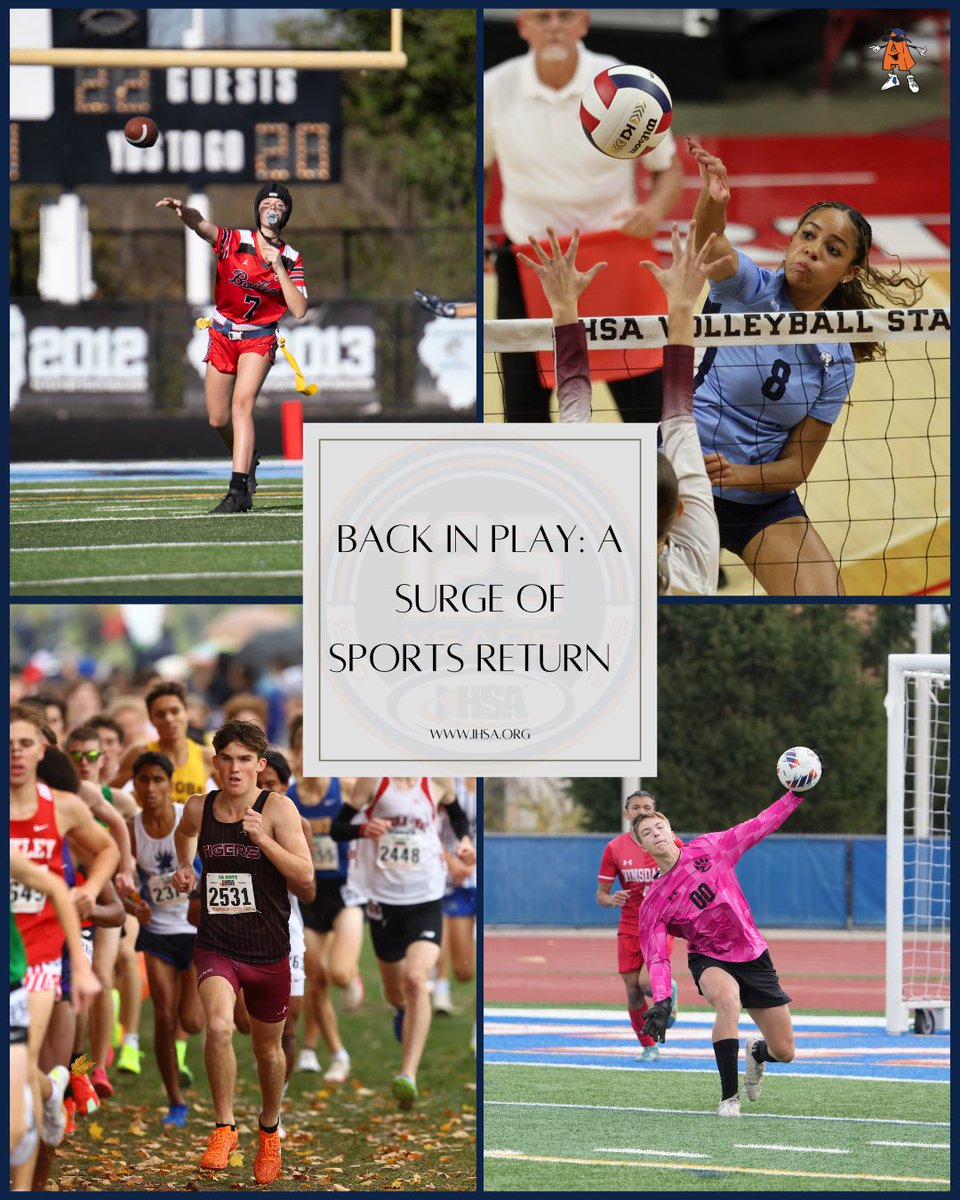 A surge of fall sports may return today:

Boys &amp; Girls Cross Country 🏃🏃‍♀️
Girls Flag Football 🏈 
Girls Volleyball 🏐 
Boys Soccer ⚽️ 

View more archive photos like these at vipis.com

#IHSA