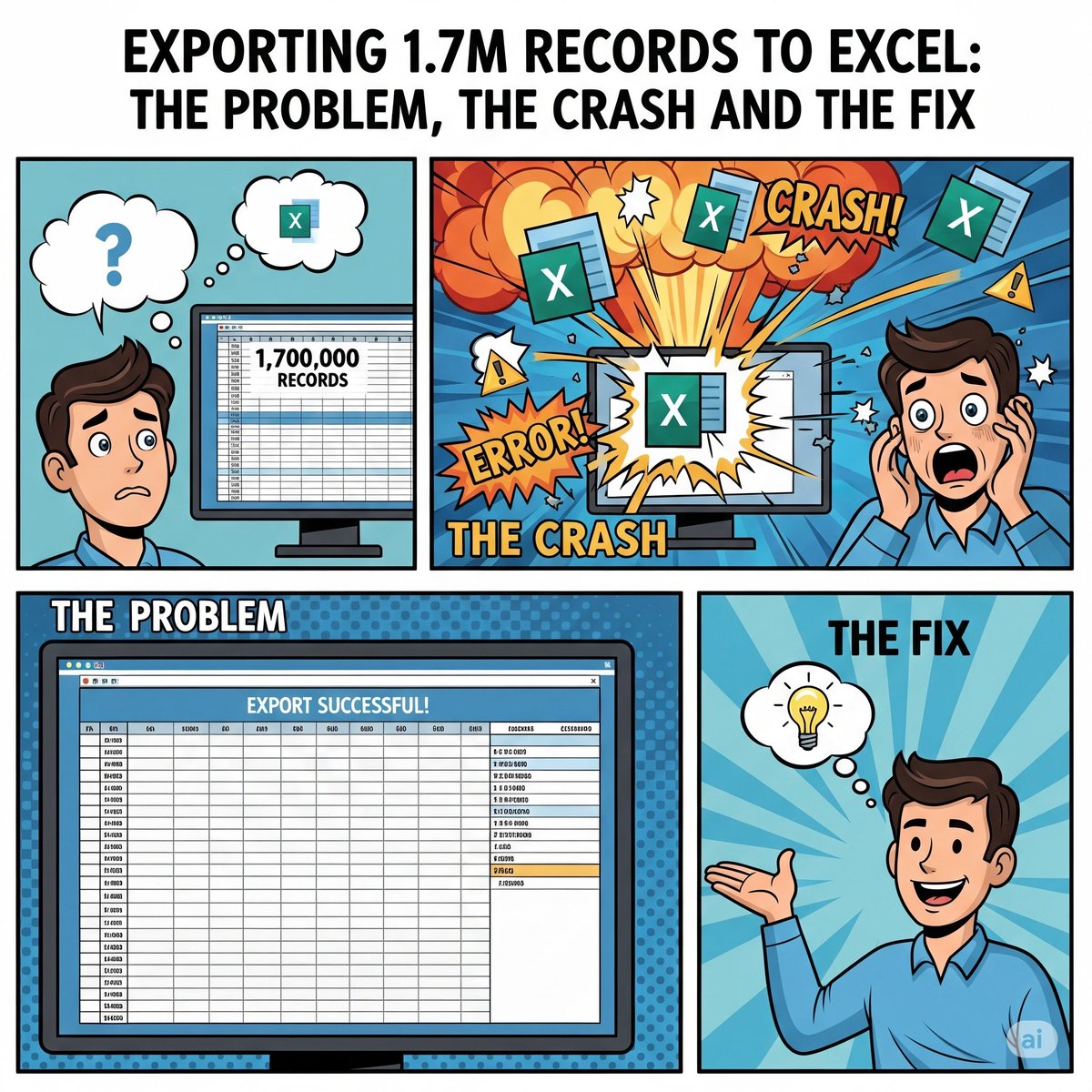 bangcoder's tweet image. Exporting 1.7M Records to Excel: The Problem, the Crash, and the Fix
linkedin.com/pulse/exportin…
#node #100DaysOfCode #javascript #pythonprogramming #programming #RemoteWork #php