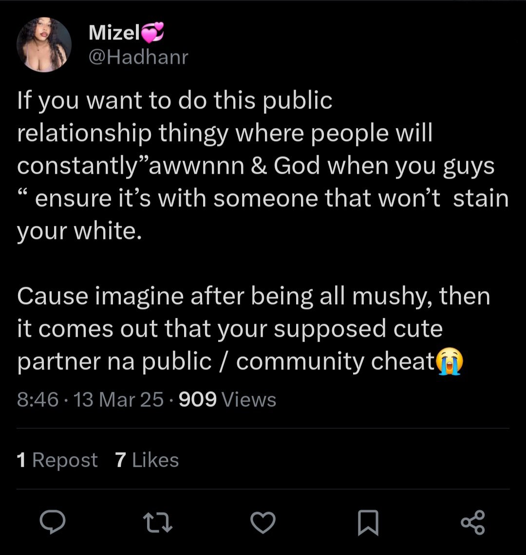 It's not today she started talking about cheating. She has been spitting for years, even when she was still dating her mumu husband.