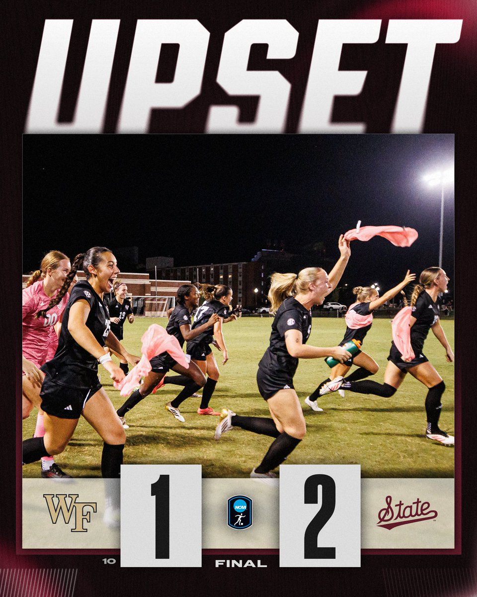 NCAA Soccer (@ncaasoccer) on Twitter photo TOP-10 UPSET IN STARKVEGAS 🤩
<a href="/HailStateSOC/">Mississippi State Soccer</a> upsets No. 10 Wake Forest, 2-1!
#NCAASoccer TOP-10 UPSET IN STARKVEGAS 🤩
<a href="/HailStateSOC/">Mississippi State Soccer</a> upsets No. 10 Wake Forest, 2-1!
#NCAASoccer