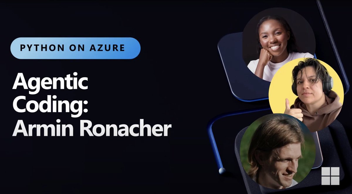marlene_zw's tweet image. Yes!!! Gwen and I have a new show we're doing with @MSAzureDev called 'Python on Azure'☁️🐍♥️

Our first guest is @mitsuhiko! We love Armin's work with agentic coding and he showed us in real time what it looks like to use claude code and vs @code for agentic coding✨ Link below
