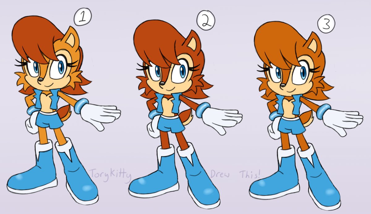 Tory_The_Kitty's tweet image. Finally got around to this! Sally redesign inspired by the Ben Bates Sally design! Am still very attached to the two-toned colour scheme, the reddish-brown and orange just really pop against the blue, y'know? Tho I could get used to her being just 1 colour too. 😊 #sallyacorn