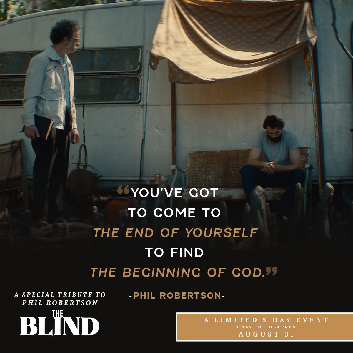 Take up the call! Invite a friend and get your tickets! The Blind is returning to theaters August 31 to pay tribute to Phil Robertson, with a never-before-seen message from Jase Robertson! #intheaters #mustsee #calling #duckdynasty #robertsonfamily #redemption #jesuslovesyou❤️
