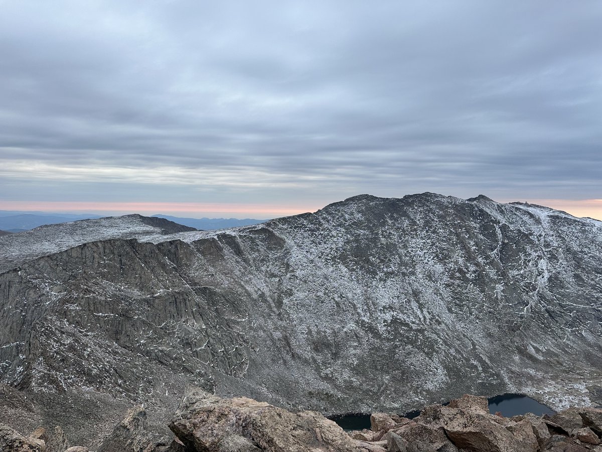 Tiny dusting of new snow on Mount Blue Sky last night.  Photo: Andrea Sansone.