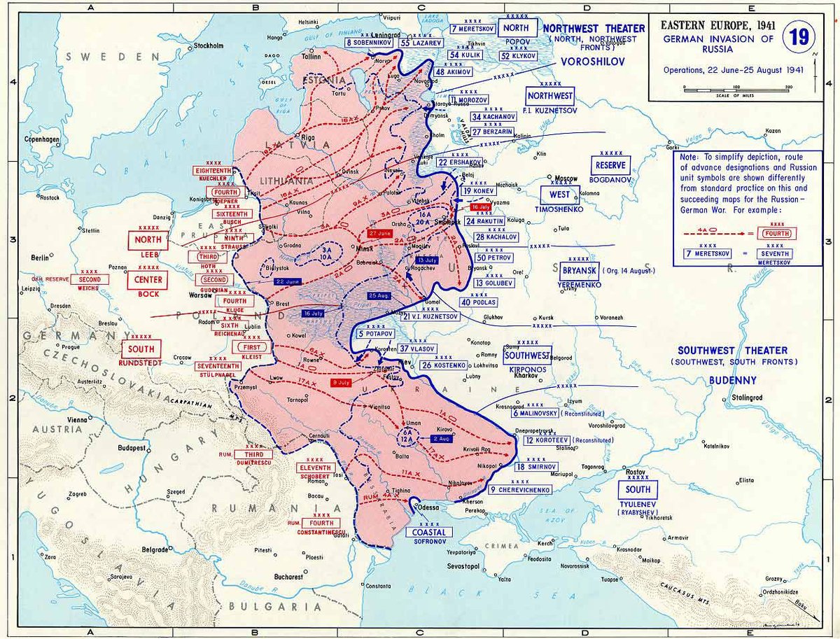Map of Operation Barbarossa, 22 Jun to 25 Aug 1941