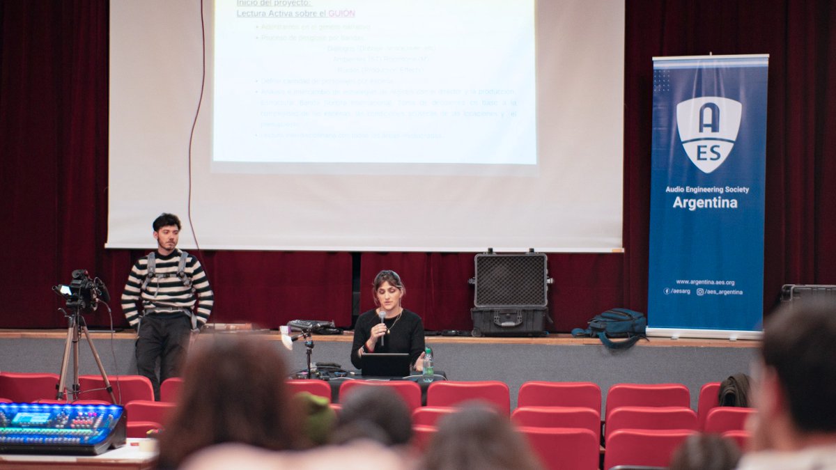 AESorg's tweet image. The AES Argentina Section recently held their first #Audio, #Acoustics, &amp;amp; #MusicProduction Gathering at the Médano Cultural Center in General Pico covering topics such as sound production, audiovisual recording, and foley.

#AESorg #AudioEngineering #AESStudents