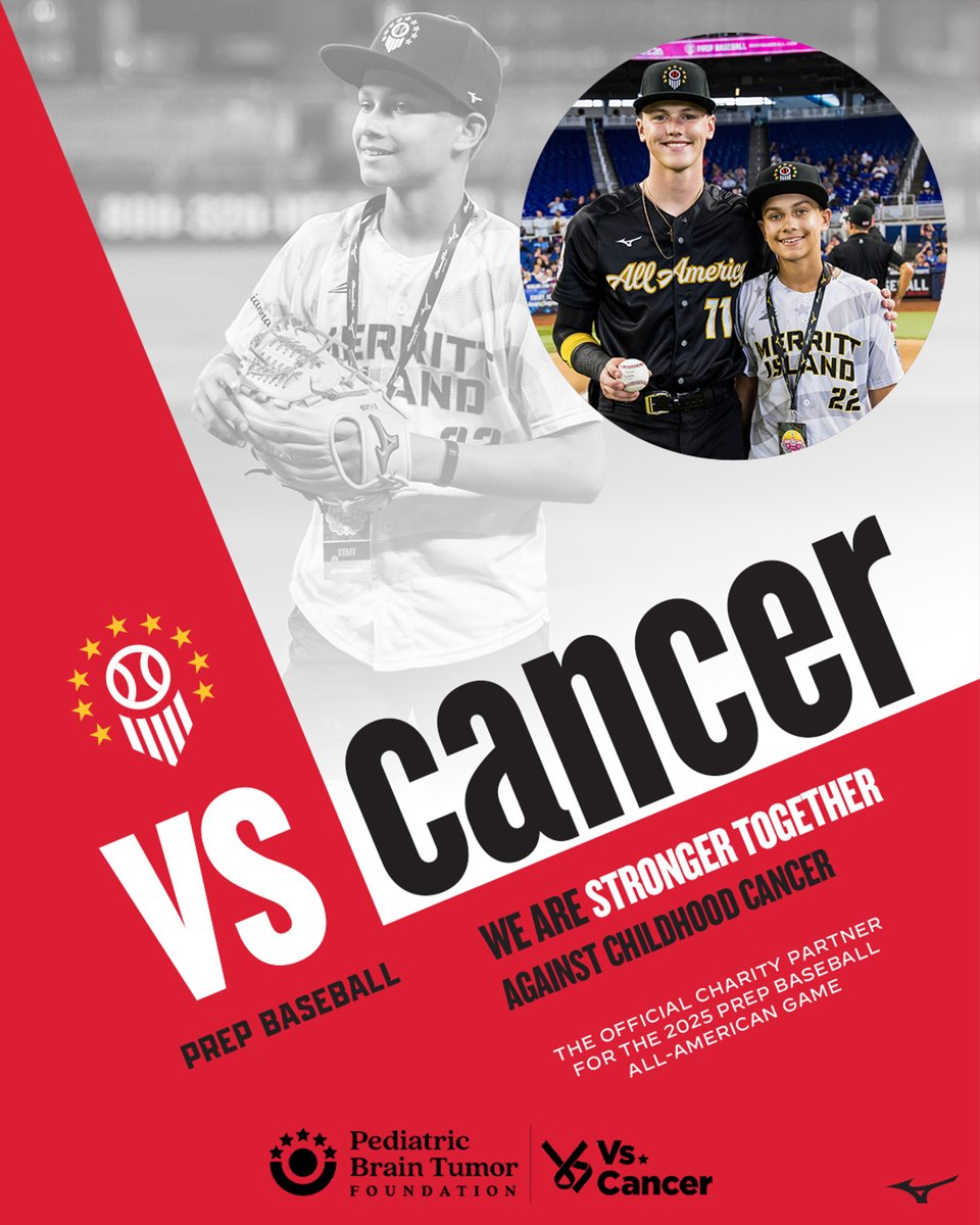 Prep Baseball (@prepbaseball) on Twitter photo As the classes of '26 and '27 go head-to-head against each other, theyโll also go head-to-head against childhood cancer by fundraising for our charity partner: the <a href="/PBTF/">Pediatric Brain Tumor Foundation</a>'s <a href="/Vs_Cancer/">Vs. Cancer</a> program.๐๏ธ
Support your state's All-American below!
๐ loom.ly/9ngUvOY | #PBAAG25 As the classes of '26 and '27 go head-to-head against each other, theyโll also go head-to-head against childhood cancer by fundraising for our charity partner: the <a href="/PBTF/">Pediatric Brain Tumor Foundation</a>'s <a href="/Vs_Cancer/">Vs. Cancer</a> program.๐๏ธ
Support your state's All-American below!
๐ loom.ly/9ngUvOY | #PBAAG25