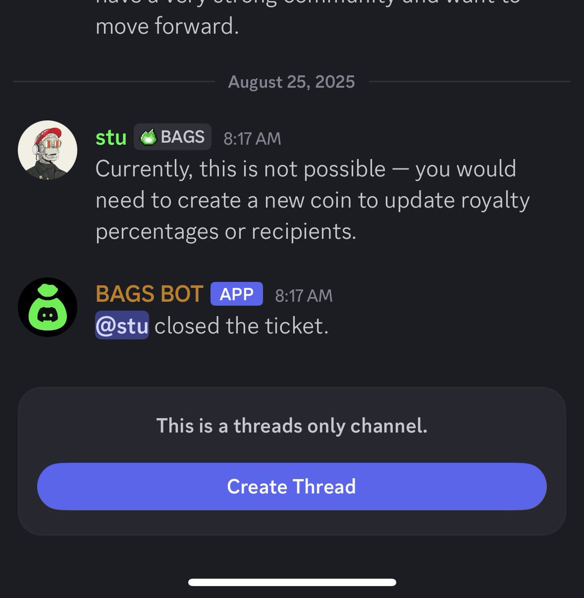 Bad news $Water fam Bags is unable to change the royalties. I just received this news a few minutes ago. I have always been as honest as possible with you all.