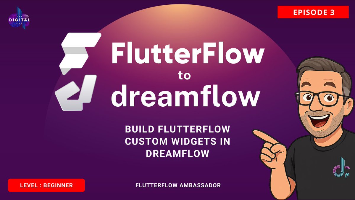 thedigitalpro's tweet image. If you are a #FlutterFlow builder than this video might be a useful one. I&apos;ll take you through a simple example of how you can use #Dreamflow to craft up Custom Widgets for your FlutterFlow projects.

youtu.be/f4iOg3LEf28