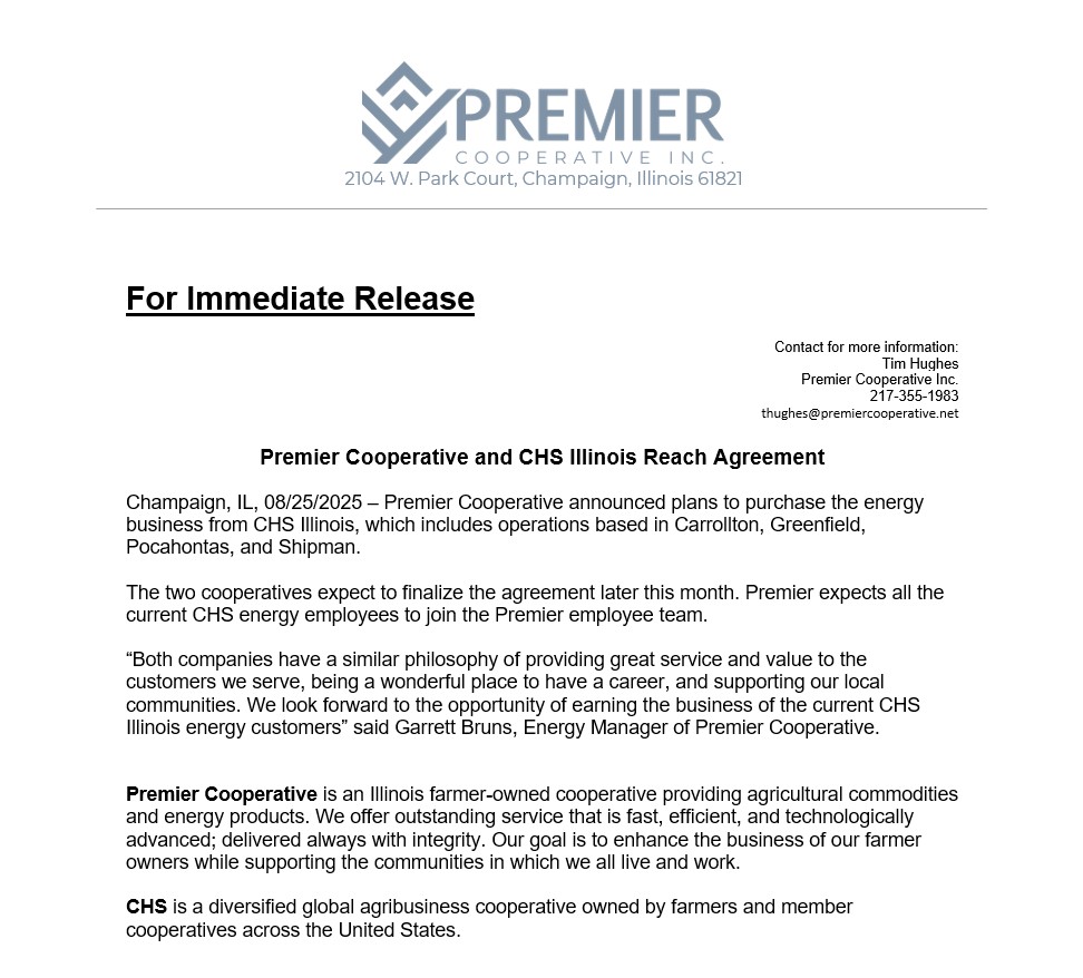 Premier Cooperative Inc. (@premiercoop) on Twitter photo Exciting announcement for our Energy department! Exciting announcement for our Energy department!