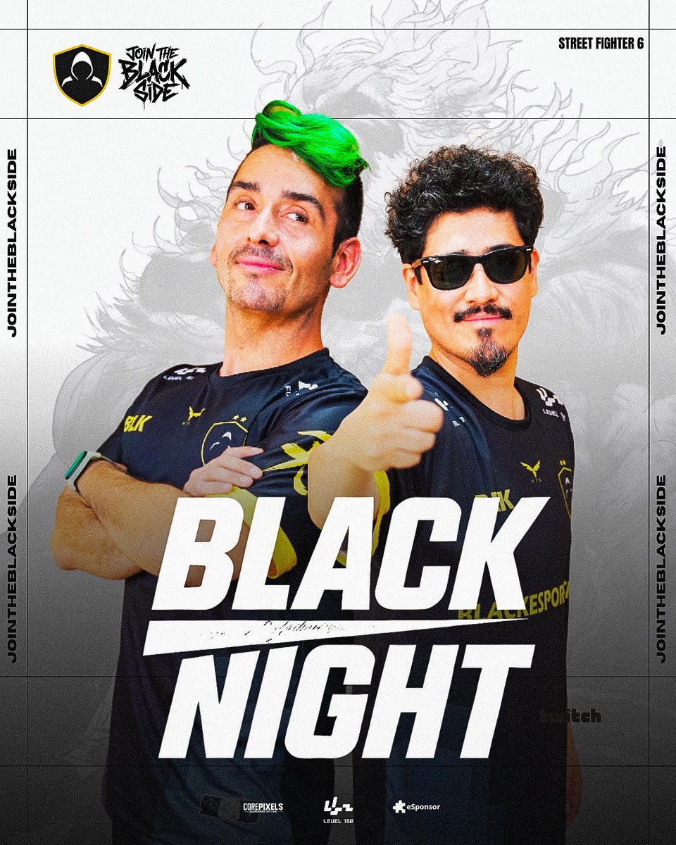 BLACK ESPORTS (@blackesportsfgc) on Twitter photo Mañana! #BlackNight con varios de los mejores jugadores de #StreetFighter6 , <a href="/NickDogg85DDR/">BLK NICKDOGG</a> & <a href="/Floristov/">BLK Floristov - Jorge Rosales</a> con todo el hype en gigantes combates 💪🏻 te esperamos a partir de las 21:00 h en nuestro canal de twitch 🔴 Mañana! #BlackNight con varios de los mejores jugadores de #StreetFighter6 , <a href="/NickDogg85DDR/">BLK NICKDOGG</a> & <a href="/Floristov/">BLK Floristov - Jorge Rosales</a> con todo el hype en gigantes combates 💪🏻 te esperamos a partir de las 21:00 h en nuestro canal de twitch 🔴