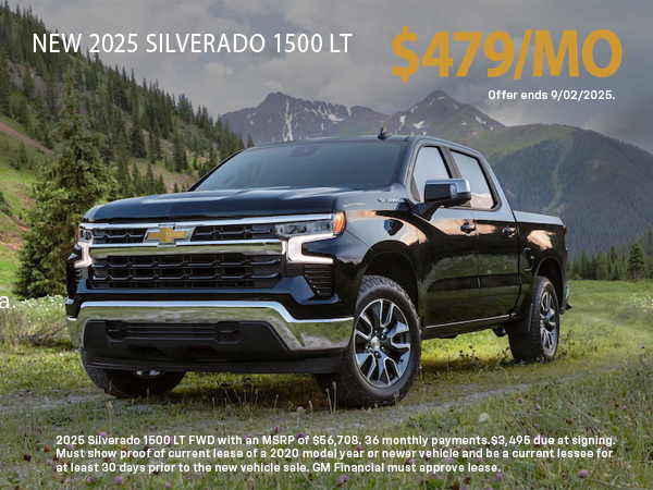 KerryChevrolet's tweet photo. Drive into the future with the 2025 Chevrolet Silverado 1500LT—now available to lease for just $479/month! Visit us in person or explore your options online at https://t.co/hLhD85Y58y https://t.co/zYgum6HlBT