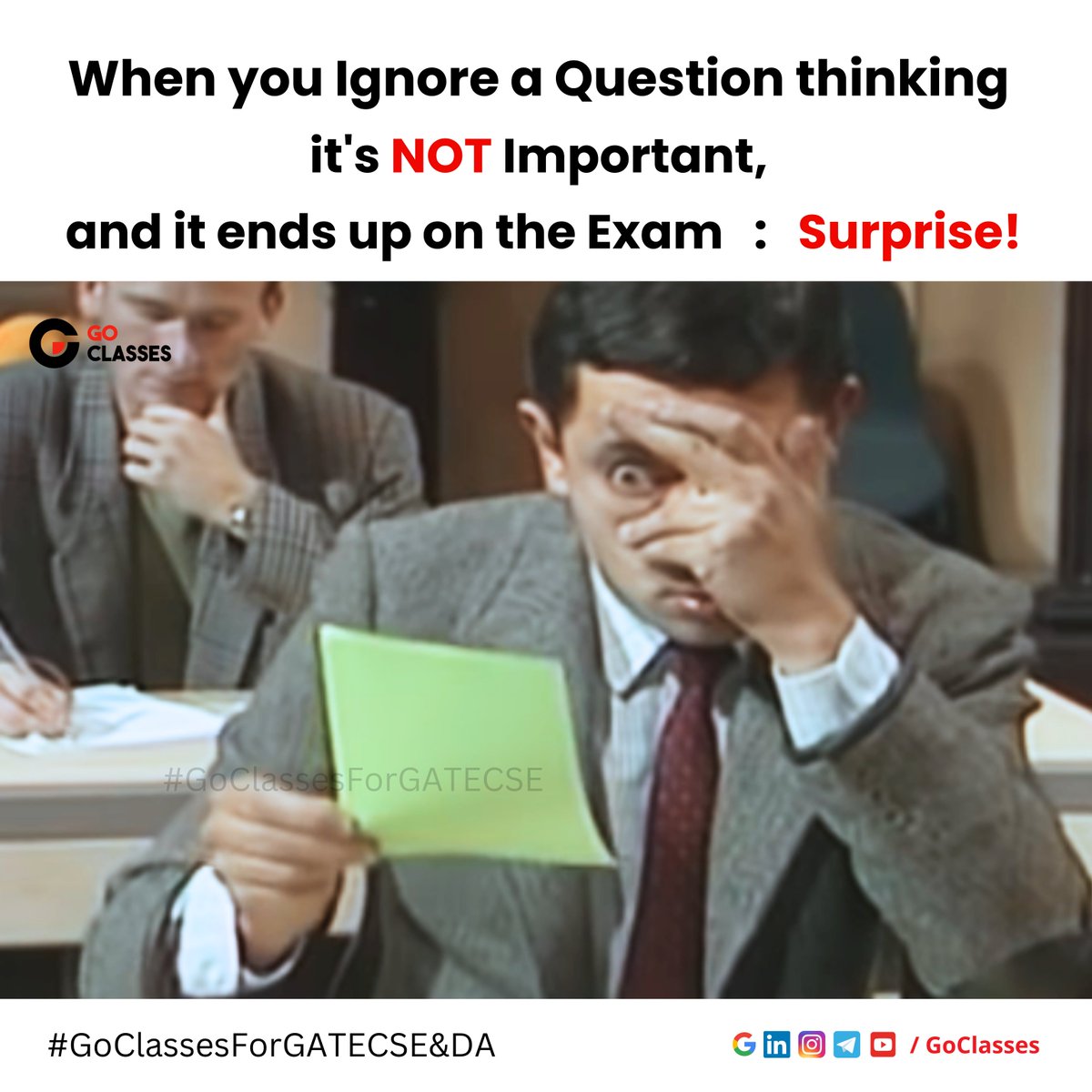 GOClasses_CSE's tweet image. When you ignore a question 😏 
thinking it&apos;s not important,  ❌❌ 
and it ends up on the exam ⏬ 🛬 

 : Surprise! 🙀 😳 🥹 

#StudentLife #ExamSurprise  
#GoClasses #GATEPrep   
#GATEDA #GATECSE   

🖇 Join: t.me/goclasses_cse