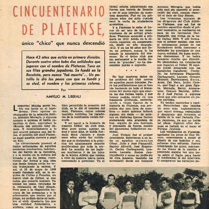 𝐔𝐧𝐚 𝐩𝐞𝐫𝐥𝐢𝐭𝐚 𝐝𝐞𝐥 𝐜𝐚𝐦𝐩𝐞𝐨́𝐧 🇦🇷

En 1955 #Platense 🟤 cumplió 50 años y hasta ese momento ¡nunca había descendido!

Llevaba 43 años años en 1ª siendo uno de los 7 que nunca había perdido la categoría junto a River, Boca, Racing, Independiente, SanLorenzo y Huracán