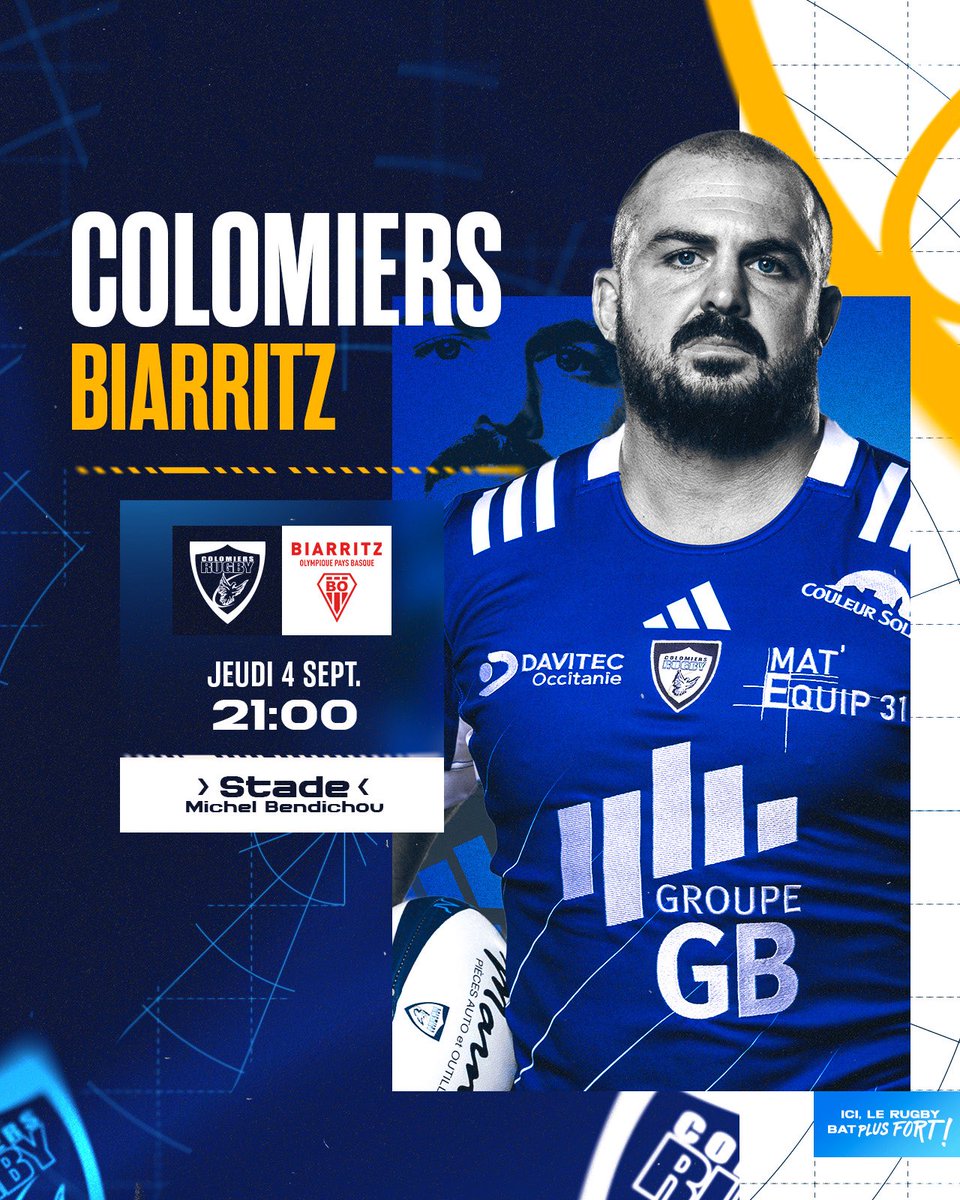 Colomiers Rugby (@colomiersrugby) on Twitter photo ๐๏ธ๐ ๐๐๐๐๐๐๐๐๐๐๐ โต
๐คฉ La premiรจre ร la maison approche ! Nos Columรฉrins recevront le <a href="/BOPBweb/">BOPBweb</a> ce jeudi 4 septembre ร 21h au stade Michel-Bendichou ๐ช๐ฅ
๐๐ ๐ฉ๐ซ๐๐ง๐๐ฌ ๐ฆ๐ ๐ฉ๐ฅ๐๐๐ ๐ colomiers-rugby.com/billetterie/
#IciLeRugbyBatPlusFort! ๐ตโช๏ธ๐ ๐๏ธ๐ ๐๐๐๐๐๐๐๐๐๐๐ โต
๐คฉ La premiรจre ร la maison approche ! Nos Columรฉrins recevront le <a href="/BOPBweb/">BOPBweb</a> ce jeudi 4 septembre ร 21h au stade Michel-Bendichou ๐ช๐ฅ
๐๐ ๐ฉ๐ซ๐๐ง๐๐ฌ ๐ฆ๐ ๐ฉ๐ฅ๐๐๐ ๐ colomiers-rugby.com/billetterie/
#IciLeRugbyBatPlusFort! ๐ตโช๏ธ๐