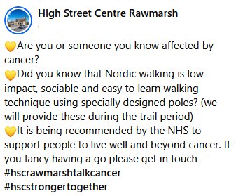 Stag_RosePPG's tweet image. #nordicwalking with High Street Centre Rawmarsh

💛Are you or someone you know affected by cancer? 

Sign up for this low impact exercise. 

‼️Book now‼️priority will be given to Rawmarsh residents.
#CancerWellness #cancerexercise #peersupport #livedexperience
