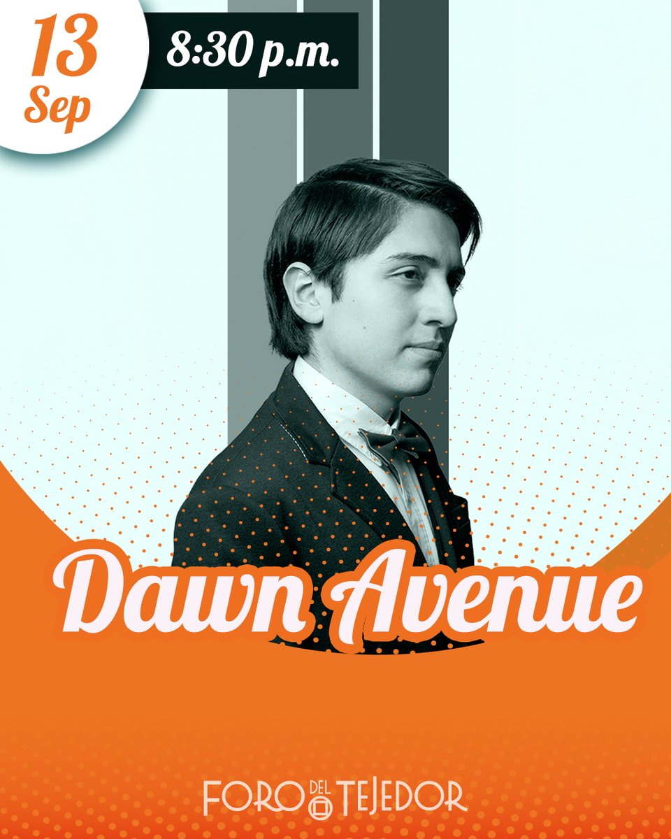 🎤 Dawn Avenue en vivo, dentro del <a href="/ForodelTejedor/">Foro del Tejedor</a>. Un concierto íntimo con invitados especiales que no te puedes perder.
📅 sábado 13 de septiembre, 8:30 p.m.
🎟️ Boletos disponibles: bit.ly/4mk5aEY
📍 Álvaro Obregón 86, #Roma, #CDMX.