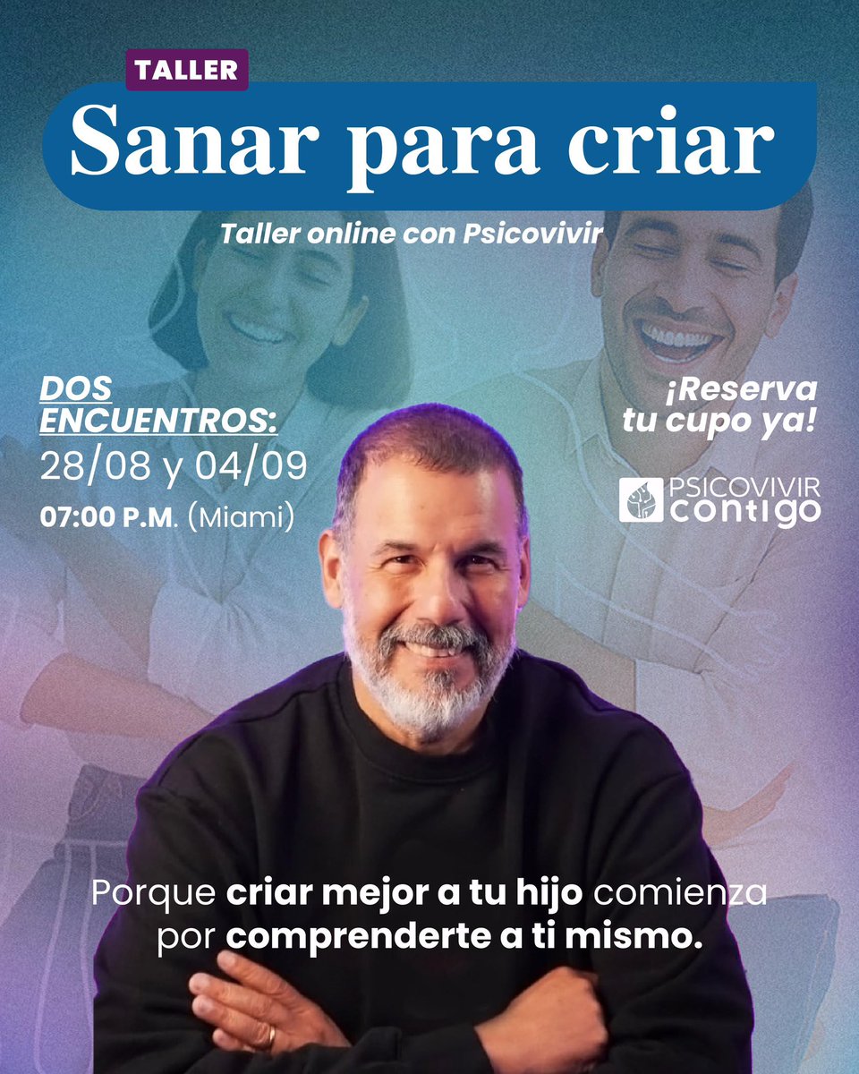 Criar desde el dolor repite el dolor. Criar desde la conciencia transforma.

Este 28 de agosto arranca mi taller en vivo ‘Sanar para Criar’. Dos sesiones para trabajar lo que tus hijos necesitan de ti: una versión más consciente y libre de culpas.

Cupos limitados. 

Escríbeme