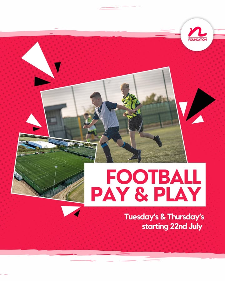 ⚽ PAY &amp; PLAY FOOTBALL | Enjoy a full day of football fun on our 3G pitch this Tuesday &amp; Thursday!

🕙 10am – 4pm
👥 Ages 12–18
💷 Only £5 for the whole day

Book online now or simply pay on the door!