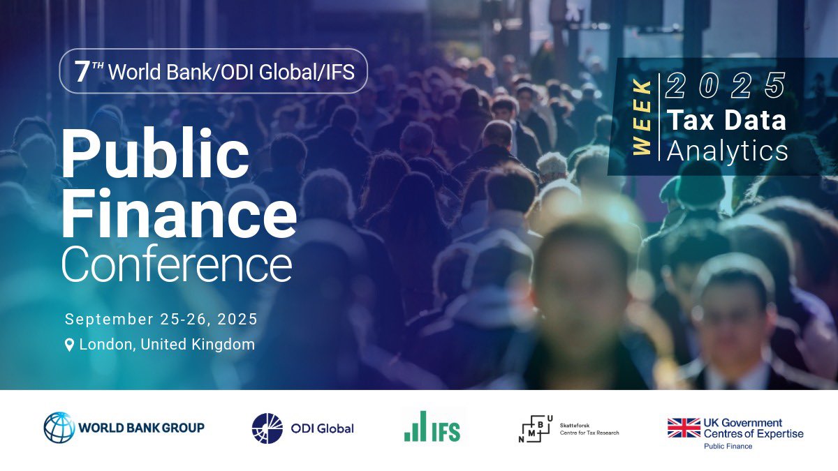 wb_research's tweet image. Join the 7th Public Finance Conf. Sept 25–26 in London—focus on tax, efficiency &amp;amp; reform. By @WorldBank @ODI_Global @TheIFS @UniNMBU: 
worldbank.org/en/events/2025…