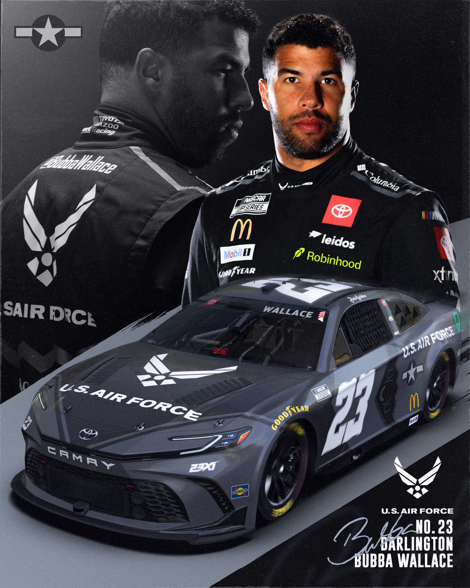 23XI Racing (@23xiracing) on Twitter photo The No. 23 team is gearing up for flight in Darlington. We are bringing the stealth speed back for the first race of the playoffs. ✈️
<a href="/USAFRecruiting/">Air Force Recruiting</a> | <a href="/BubbaWallace/">Bubba Wallace</a> | <a href="/TooToughToTame/">Darlington Raceway</a> The No. 23 team is gearing up for flight in Darlington. We are bringing the stealth speed back for the first race of the playoffs. ✈️
<a href="/USAFRecruiting/">Air Force Recruiting</a> | <a href="/BubbaWallace/">Bubba Wallace</a> | <a href="/TooToughToTame/">Darlington Raceway</a>