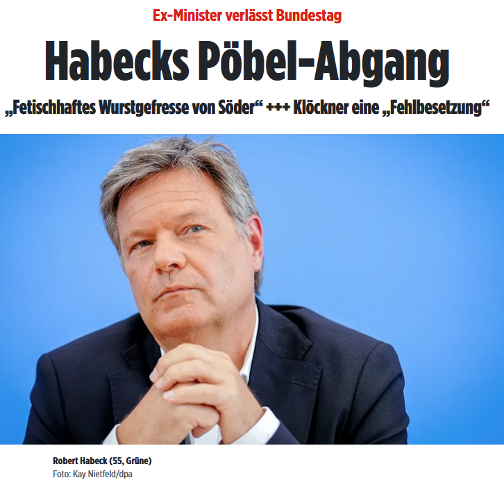 Zum Abschied benimmt sich Habeck nochmal richtig daneben - oder sollte man sagen, er zeigt sein wahres Gesicht?