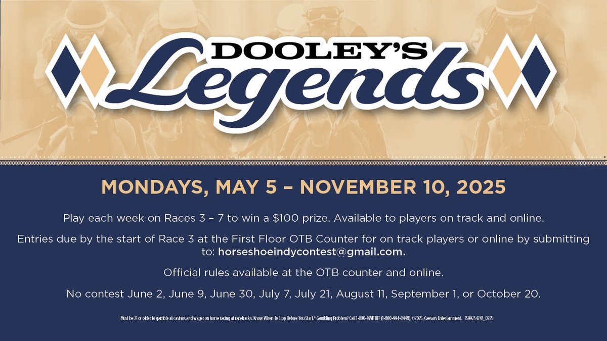 Tammy Knox (@hsindytammy) on Twitter photo Kicking off the week <a href="/HSIndyRacing/">Horseshoe Indianapolis Race Course</a> with <a href="/JohnGDooley/">John G. Dooley</a> Legends on Races 3 - 7 - Entries due by 3:10PM ET to: horseshoeindycontest@gmail.com Top player wins $100 today - Free Contest! #racelikeacaesar <a href="/IndianaTOBA/">ITOBA</a> <a href="/IndianaHBPA/">Indiana HBPA</a> <a href="/IndyTBAlliance/">IndianaThoroughbredAlliance</a> <a href="/INThoroughbred/">Indiana Thoroughbred Development Program</a> Kicking off the week <a href="/HSIndyRacing/">Horseshoe Indianapolis Race Course</a> with <a href="/JohnGDooley/">John G. Dooley</a> Legends on Races 3 - 7 - Entries due by 3:10PM ET to: horseshoeindycontest@gmail.com Top player wins $100 today - Free Contest! #racelikeacaesar <a href="/IndianaTOBA/">ITOBA</a> <a href="/IndianaHBPA/">Indiana HBPA</a> <a href="/IndyTBAlliance/">IndianaThoroughbredAlliance</a> <a href="/INThoroughbred/">Indiana Thoroughbred Development Program</a>