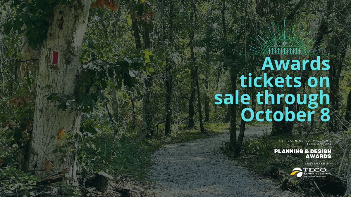 Celebrate the best in planning &amp; design!

Tickets are officially ON SALE for the Planning Commission’s 43rd Annual Planning &amp; Design Awards presented by TECO.

When: October 23, 2025
Where: Shanna &amp; Bryan Glazer JCC

Get yours before October 8! 
ticketleap.events/tickets/tpc-8/…