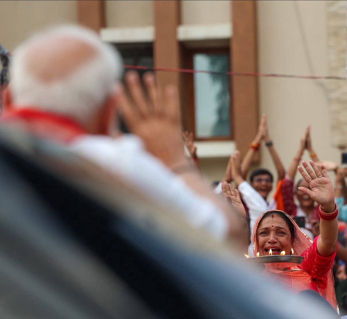 Aditya Raj Kaul (@adityarajkaul) on Twitter photo Powerful Photograph: Prime Minister <a href="/narendramodi/">Narendra Modi</a> waving earlier today towards people lined up on the streets during a roadshow in Ahemdabad, Gujarat. Powerful Photograph: Prime Minister <a href="/narendramodi/">Narendra Modi</a> waving earlier today towards people lined up on the streets during a roadshow in Ahemdabad, Gujarat.