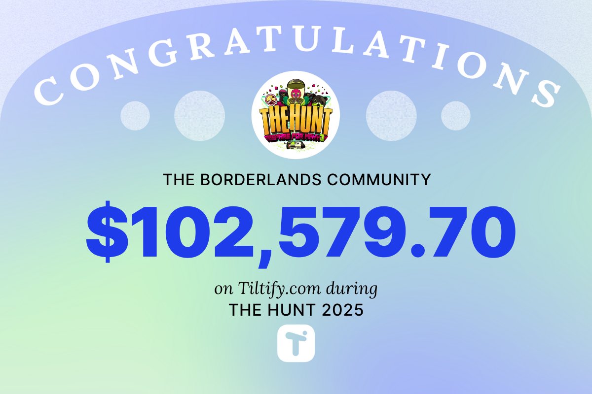 🥳 Today we're celebrating <a href="/thehuntcharity/">Borderlands Community Fundraising Team</a> for raising over $100,000 for <a href="/StJude/">St. Jude</a> this month!

Now at over $600K+ lifetime, the <a href="/Borderlands/">Borderlands</a>  community never ceases to amaze us!

Learn more about The Hunt here:
💙 borderlandshunt.com