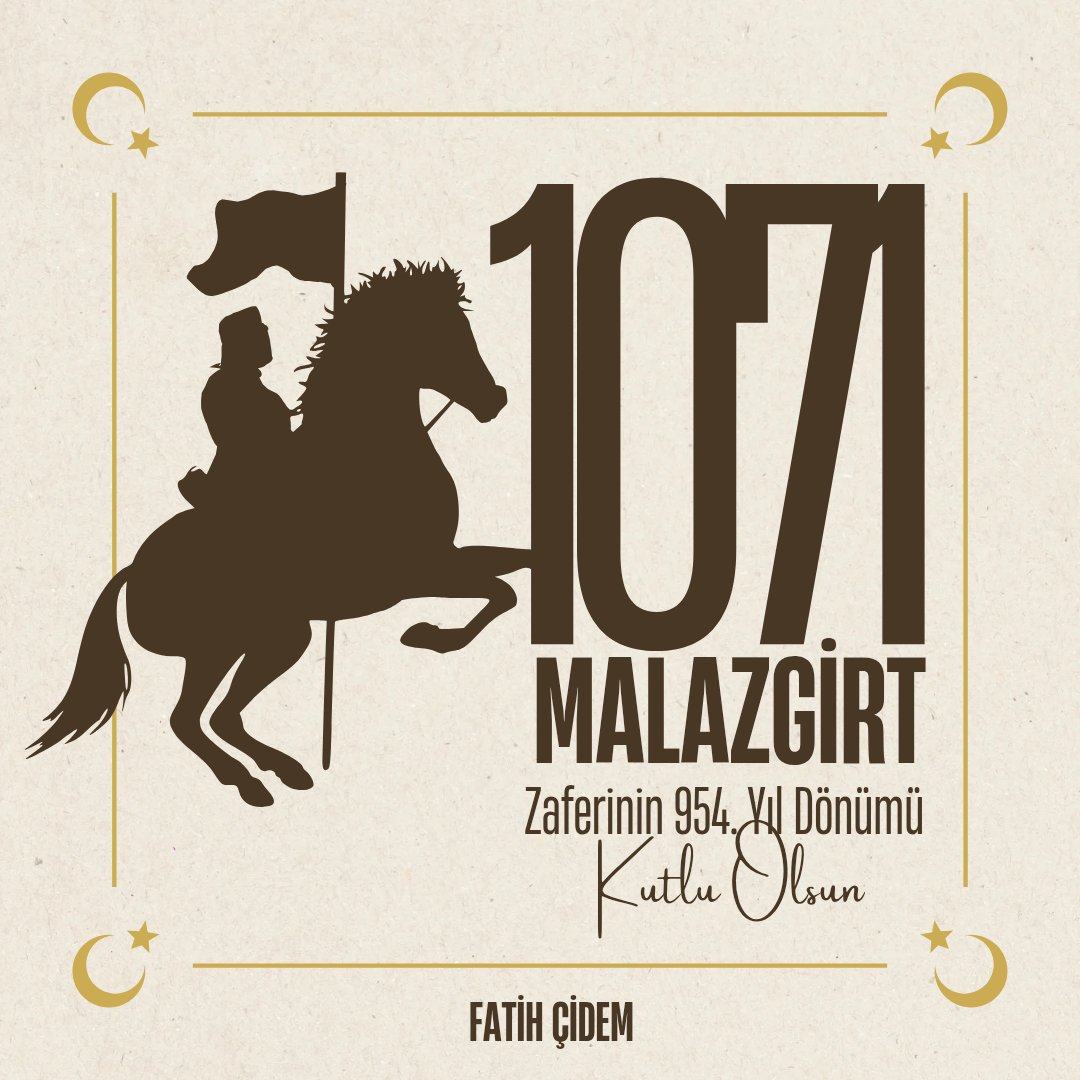 Anadolu'yu ilelebet Türk yurdu yapan Malazgirt Zaferi'nin 954.yıl dönümü kutlu olsun... Sultan Alparslan ve kahraman şehitlerimizi rahmetle ve minnetle yad ediyorum. 🇹🇷
#MalazgirtZaferi #SultanAlparslan