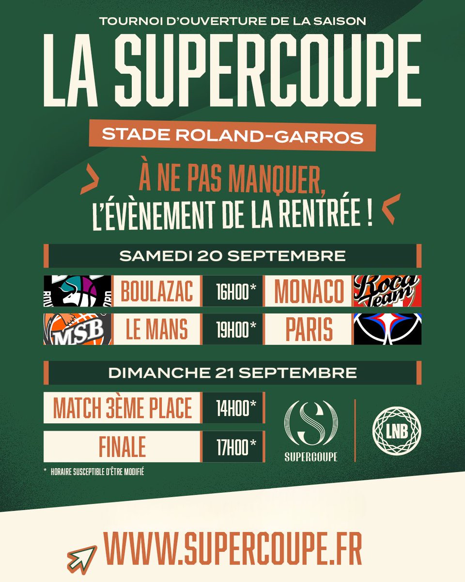 CampStarBasket's tweet photo. 🏀✨ 𝗙𝗲́𝗹𝗶𝗰𝗶𝘁𝗮𝘁𝗶𝗼𝗻𝘀 𝗮̀ 𝗻𝗼𝘀 𝟳 𝗠𝗩𝗣 𝗱𝗲 𝗹’𝗲́𝘁𝗲́ !

Grâce à la LNB et @Betclic_ELITE, nos jeunes ont gagné leurs places 🎟🔥 pour la Supercoupe 2025 au mythique Roland-Garros les 20 et 21 sept.

👏 Bravo Nathan, Slava, Nathan, Pablo, Eliot, Darell &amp; Sacha 🎉 https://t.co/KA2umpYZWC