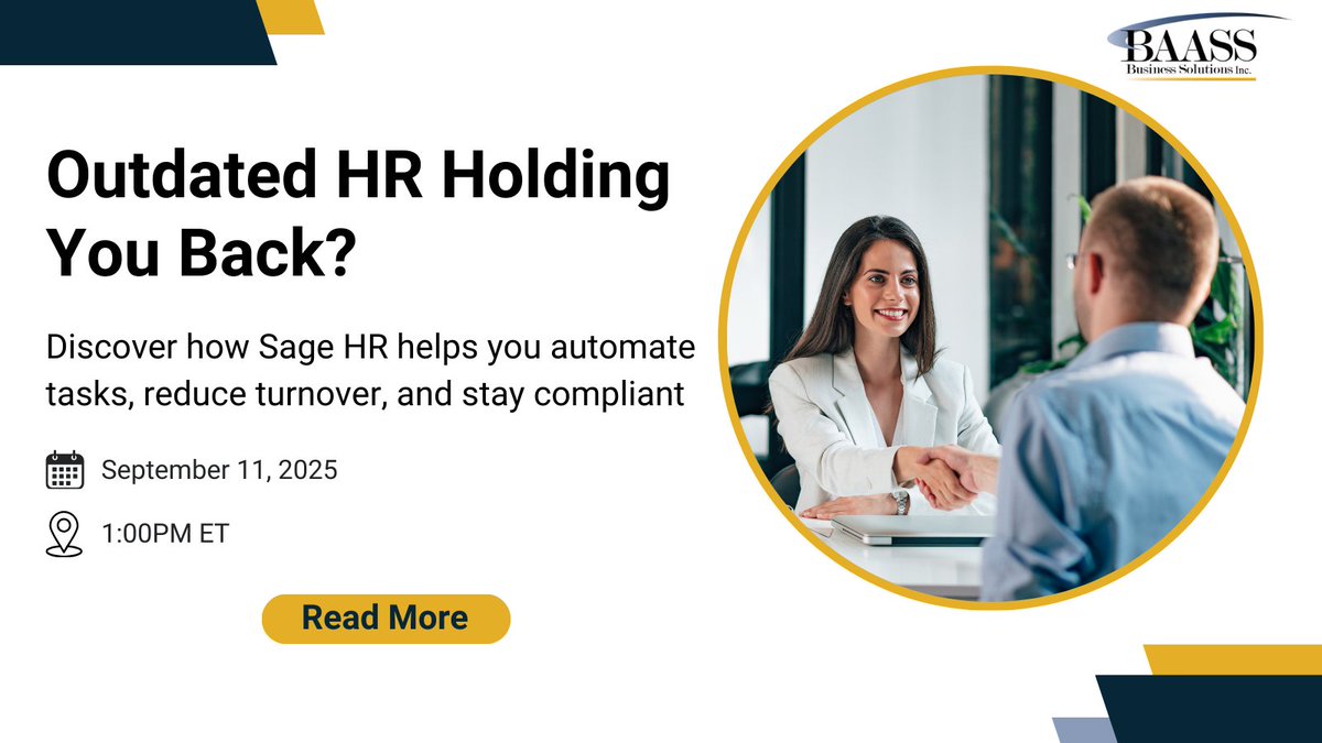 baassbiz's tweet image. Rescheduled: Sept 11 at 1 PM ET.

#HRleaders face talent shortages, compliance demands, hybrid teams &amp;amp; engagement pressures.

See how #SageHR helps HR shift from admin to strategic leadership.
Register: hubs.la/Q03FfV9g0

#BAASSBusinessSolutions