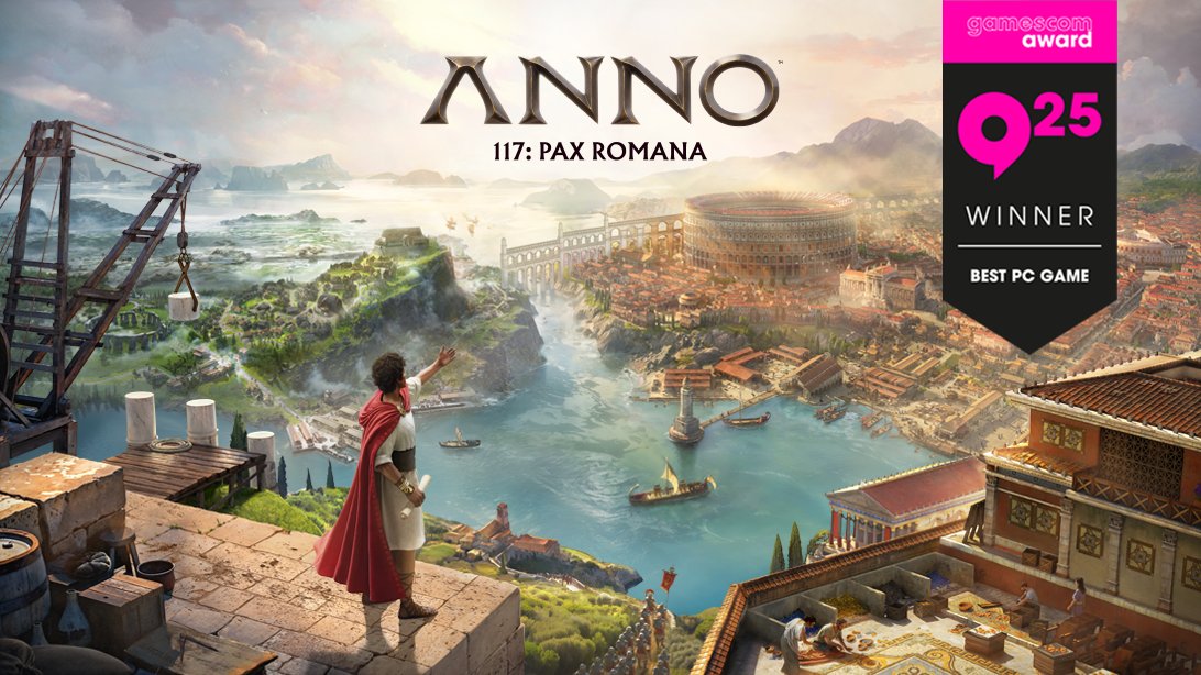 Anno 117: Pax Romana is honored to receive the Gamescom 2025 Award for Best PC Game!

Thank you to everyone that came to #Gamescom last week, and for the few governors that couldn't make the trip: Try our PC Demo from September 2nd to September 16th on Ubisoft Connect, Epic &amp;