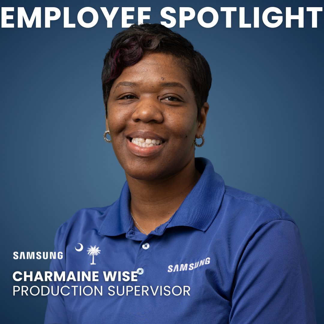 Production Supervisor Charmaine Wise has been with us for more than eight years, and her consistency, reliability and willingness to jump in wherever she’s needed hasn’t gone unnoticed.

We’re proud to have her on our team!

#employeespotlight manufacturing #newberry #samsungsc