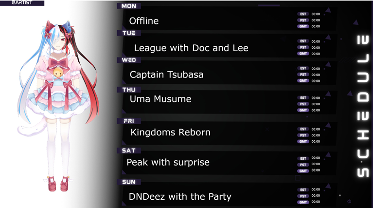 MysteryForS_DD's tweet photo. This weeks Schedule. Yes Shedule. I m finally doing one again.
Live at 19:00 CEST/ 2am JST/ 10am PST every day, except Friday when we start at 14:00 CEST/ 9pm /5am PST
at https://t.co/xshch8ZiaG https://t.co/IAhHZR65S9