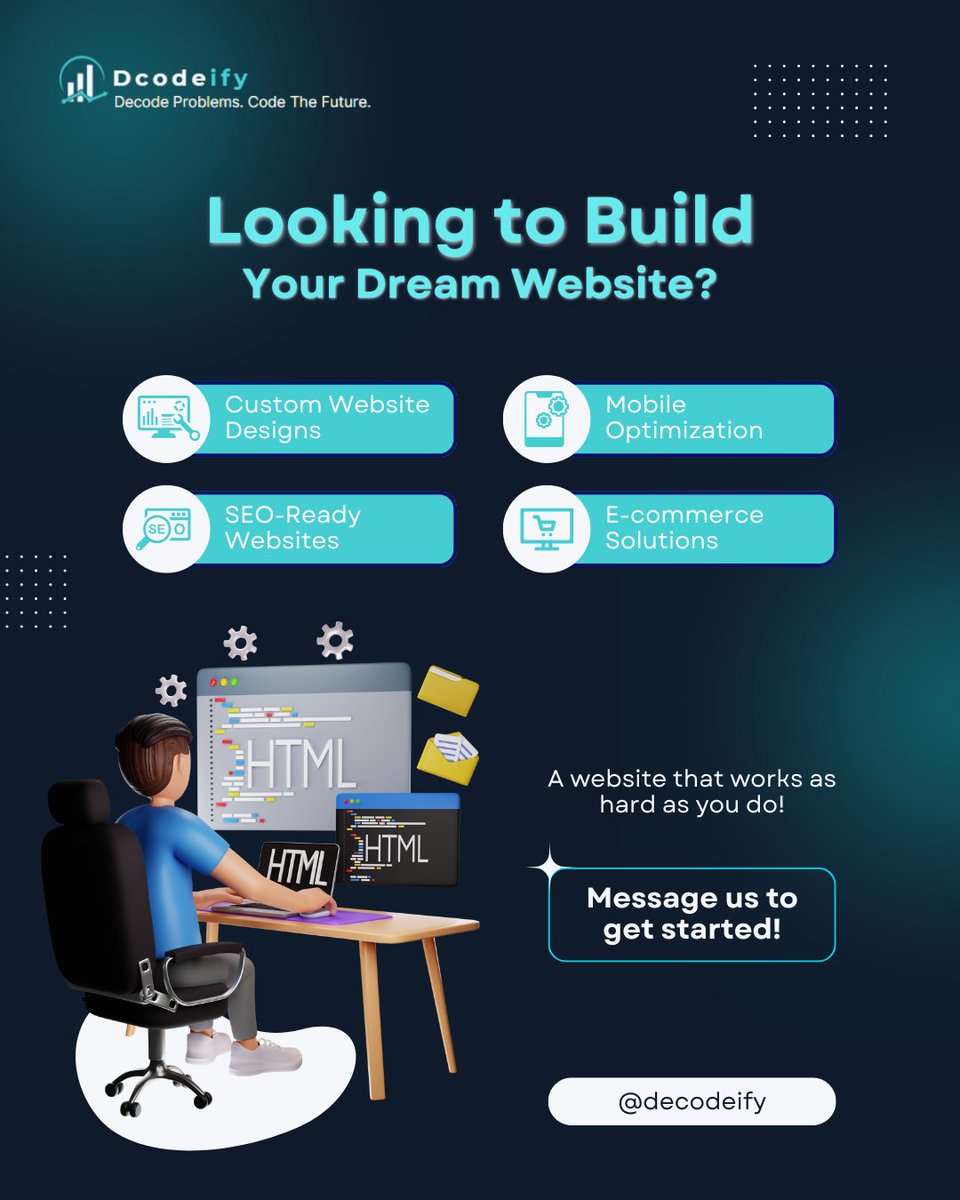 Dcodeify's tweet image. Want a website that makes your business look UNSTOPPABLE? 👀
Stop scrolling 👇 your dream site is just one DM away! 💻✨
✅ Custom Design
✅ SEO-Ready 🔎
✅ Mobile Perfect 📱
✅ E-commerce Ready 🛒
📩 DM @dcodeify to get started today.
#DreamWebsite #WebDesign #BusinessGrowth