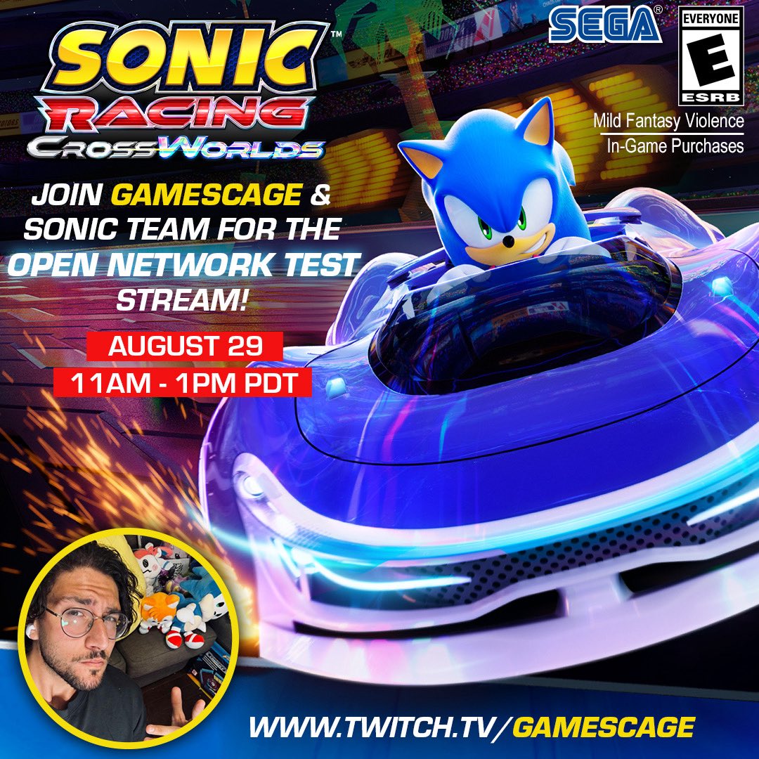 GamesCage - Hype Guy (@gamescage_) on Twitter photo SURRRPRIIISEEE TO MY BEAUTIFUL SUPPORTERS💙
Join me and the Sonic Team for the Open Network test LIVE on August 29th from 11am - 1pm PT!!! I AM PART OF SONIC HISTORY.
Watch me play against MY DESIGNATED RIVALS ON TWITCH.TV/GAMESCAGE 🗣️ SURRRPRIIISEEE TO MY BEAUTIFUL SUPPORTERS💙
Join me and the Sonic Team for the Open Network test LIVE on August 29th from 11am - 1pm PT!!! I AM PART OF SONIC HISTORY.
Watch me play against MY DESIGNATED RIVALS ON TWITCH.TV/GAMESCAGE 🗣️