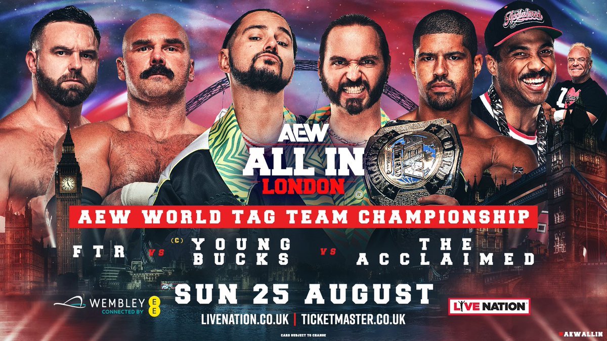 istomatoafruit's tweet image. On this day 1 year ago, @youngbucks defeated @DaxFTR &amp;amp; @CashWheelerFTR and @Bowens_Official &amp;amp; @PlatinumMax to retain the AEW World Tag Team Championship. #AEWAllInLondon