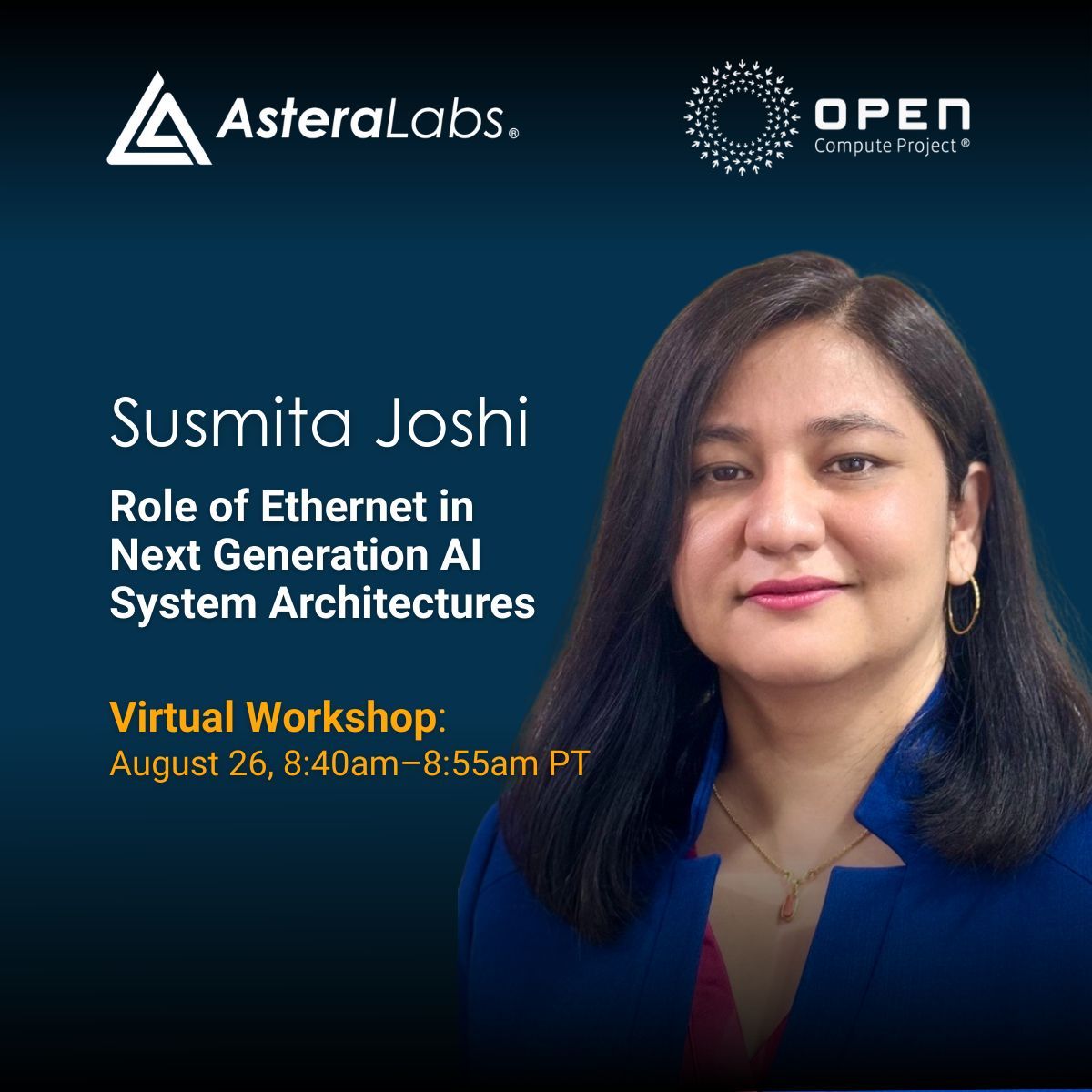 AsteraLabs's tweet image. Don’t miss Astera Labs’ presentation tomorrow on the “Role of Ethernet in Next-Generation System Architectures” at the OCP Open Systems for AI group’s virtual workshop on “AI Pod and Cluster Network Interconnects.”

Register now: buff.ly/QtgYhdA

#Ethernet #AI #OCP